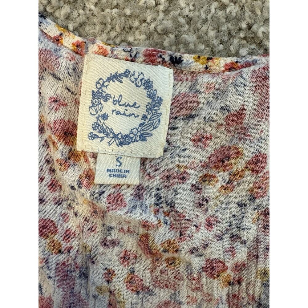 Image of Blue Rain Blue Floral Boho Babydoll Tank Top Small - Picture 15 of 16